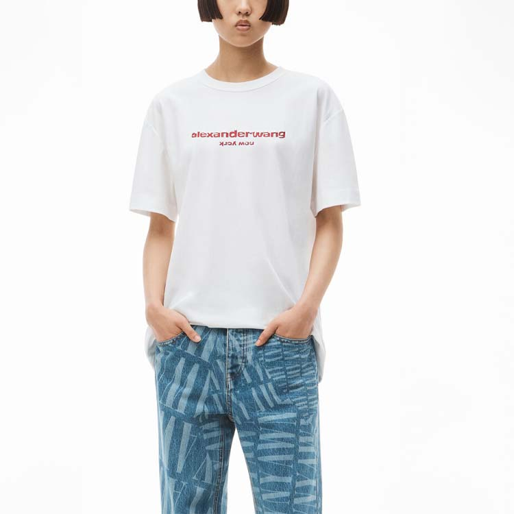 Lookbook (W) Alexander Wang SS22 棉質Logo印花圓領T恤 白色 男女款 UCC3221535-100