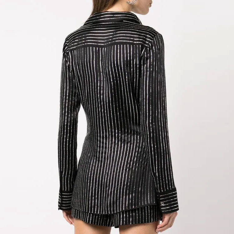 Purchase (W) Alexander Wang SS22 水晶條紋長袖襯衫 女款 黑色 1WC2221608-001