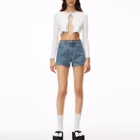 Lookbook (W) Alexander Wang SS22 水晶條紋牛仔短褲 女款 深藍色 4DC2224127-401