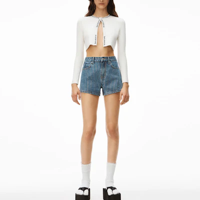 (Women) Alexander Wang SS22 Crystal Striped Denim Shorts Women Deep Blue 4DC2224127-401 Lookbook (Women) Alexander Wang SS22 Crystal Striped Denim Shorts Women Deep Blue 4DC2224127-401