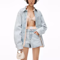 Purchase (W) Alexander Wang SS22 水晶條紋藍色牛仔短褲 4DC2224100-270