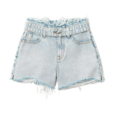 (Women) Alexander Wang SS22 Distressed Bleached Denim Shorts Women. 4DC2224081-270
