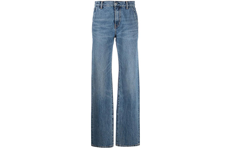 Order (Women) Alexander Wang SS22 Distressed Straight Fit Jeans with Logo Patch  Blue 4DC3224141-473