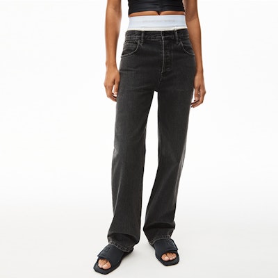 (W) 亚历山大王SS22拼接高腰直筒牛仔裤女款灰色 4DC1224070-015 Purchase (W) 亚历山大王SS22拼接高腰直筒牛仔裤女款灰色 4DC1224070-015