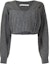 Buy (Women) Alexander Wang SS22 Grey V-Neck Ruched Cropped Cashmere Sweater 1KC220100-621