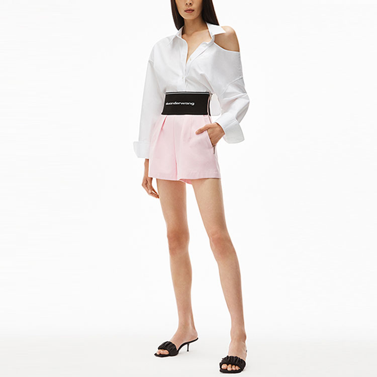 (Women) Alexander Wang SS22 High-Waisted Logo Shorts Light Pink. 1WC122445-0680 圖 3