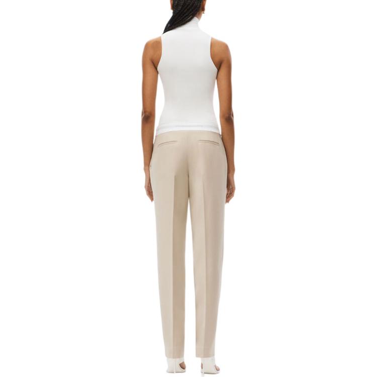 (Women) Alexander Wang SS22 High-Waisted Pleated Twill Pants Beige Women’s Casual Trousers 1WC1224413-279 圖 4