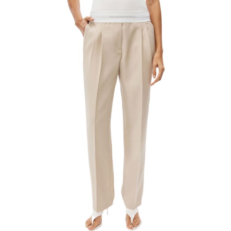 (Women) Alexander Wang SS22 High-Waisted Pleated Twill Pants Beige Women’s Casual Trousers 1WC1224413-279 圖 5