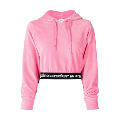 (Women) Alexander Wang SS22 Logo Cropped Hoodie Pink 4CC1211197-957