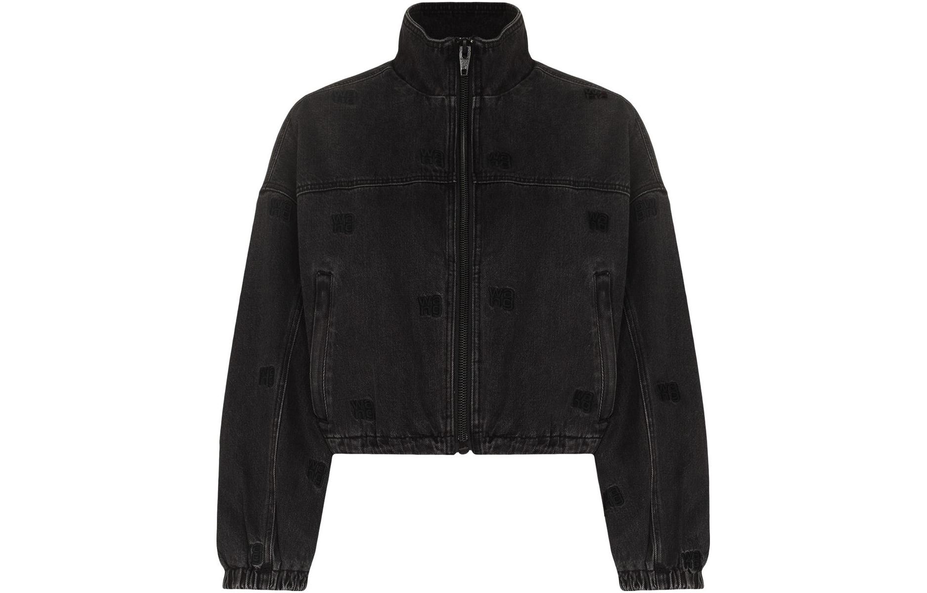 (Women) Alexander Wang SS22 Logo Embroidered Solid Zip Jacket Women’s Black 4DC2212912-031