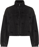 (Women) Alexander Wang SS22 Logo Embroidered Solid Zip Jacket Women’s Black 4DC2212912-031 (Women) Alexander Wang SS22 Logo Embroidered Solid Zip Jacket Women’s Black 4DC2212912-031