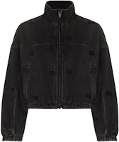 Order (W) Alexander Wang SS22 刺繡標誌女款黑色拉鍊外套 4DC2212912-031