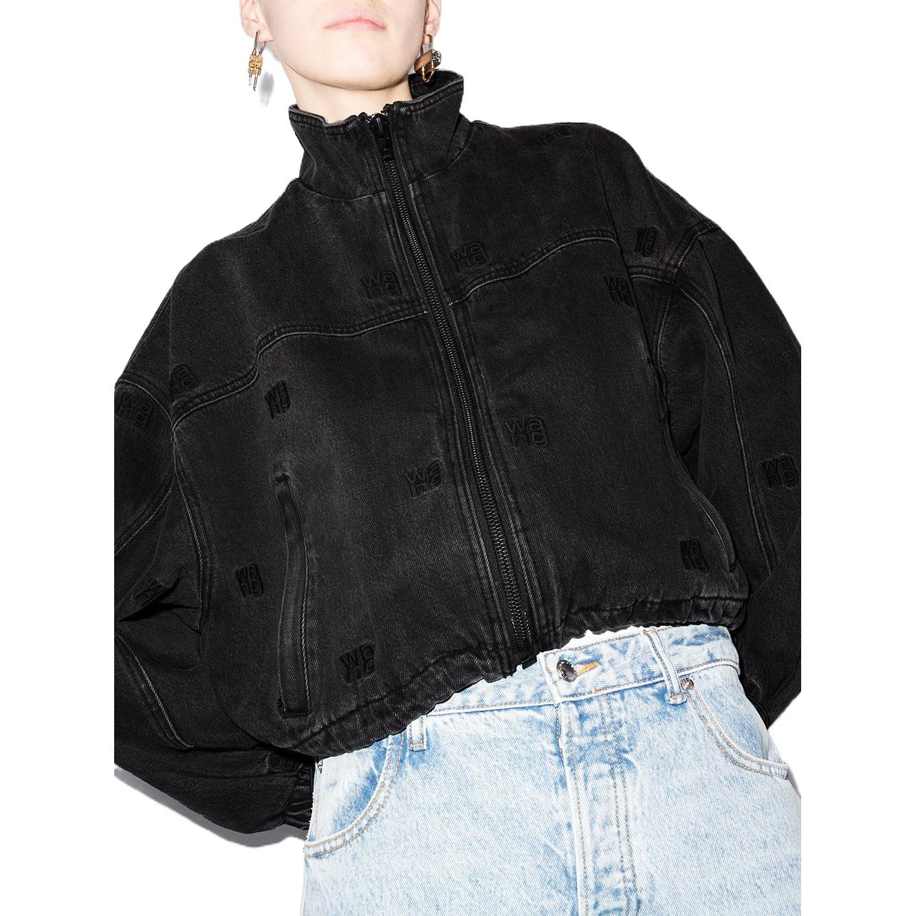 Shop (W) Alexander Wang SS22 刺繡標誌女款黑色拉鍊外套 4DC2212912-031