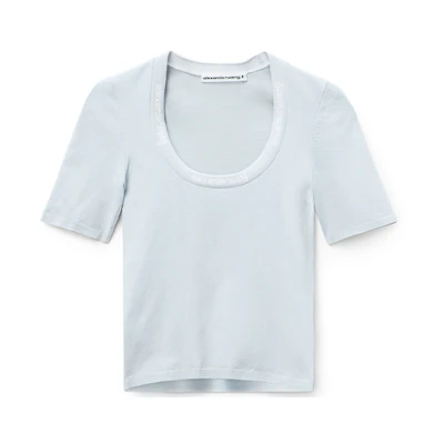 (Women) Alexander Wang SS22 Logo Jacquard Knit T-Shirt Soft Blue 4KC4211057-467