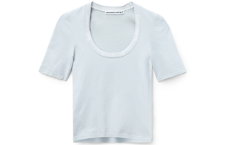 (Women) Alexander Wang SS22 Logo Jacquard Knit T-Shirt Soft Blue 4KC4211057-467 圖 2