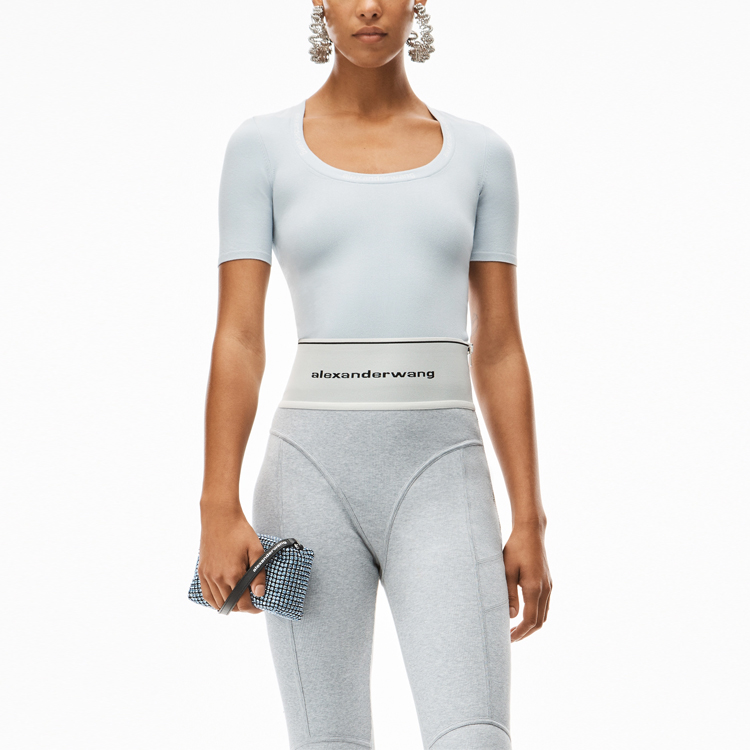 (Women) Alexander Wang SS22 Logo Jacquard Knit T-Shirt Soft Blue 4KC4211057-467 圖 3