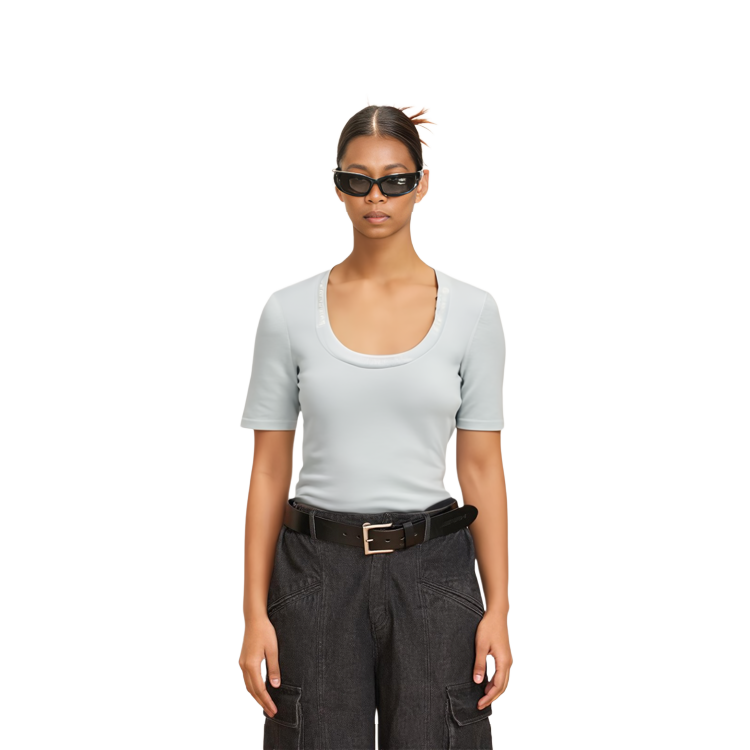 (Women) Alexander Wang SS22 Logo Jacquard Knit T-Shirt Soft Blue 4KC4211057-467 圖 7