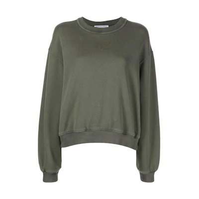 (Women) Alexander Wang SS22 Logo Print Crewneck Sweatshirt Green 4CC3211258-305