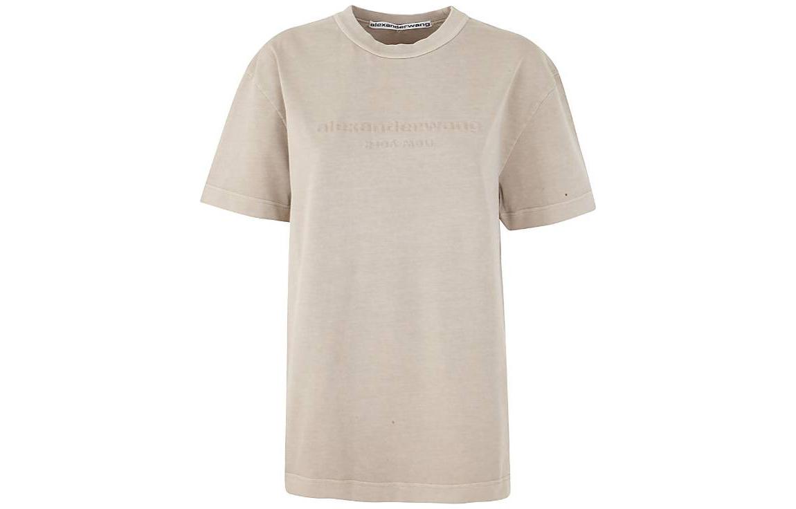 Order (W) Alexander Wang SS22 Kaos Wanita Logo Print Crewneck Beige UCC3221533-279