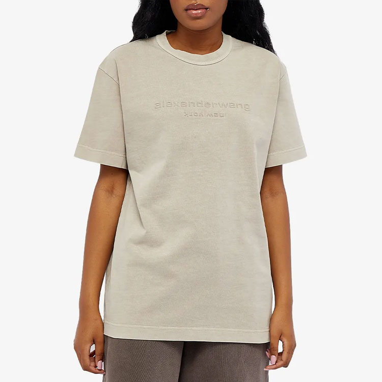 Details for (W) Alexander Wang SS22 Kaos Wanita Logo Print Crewneck Beige UCC3221533-279