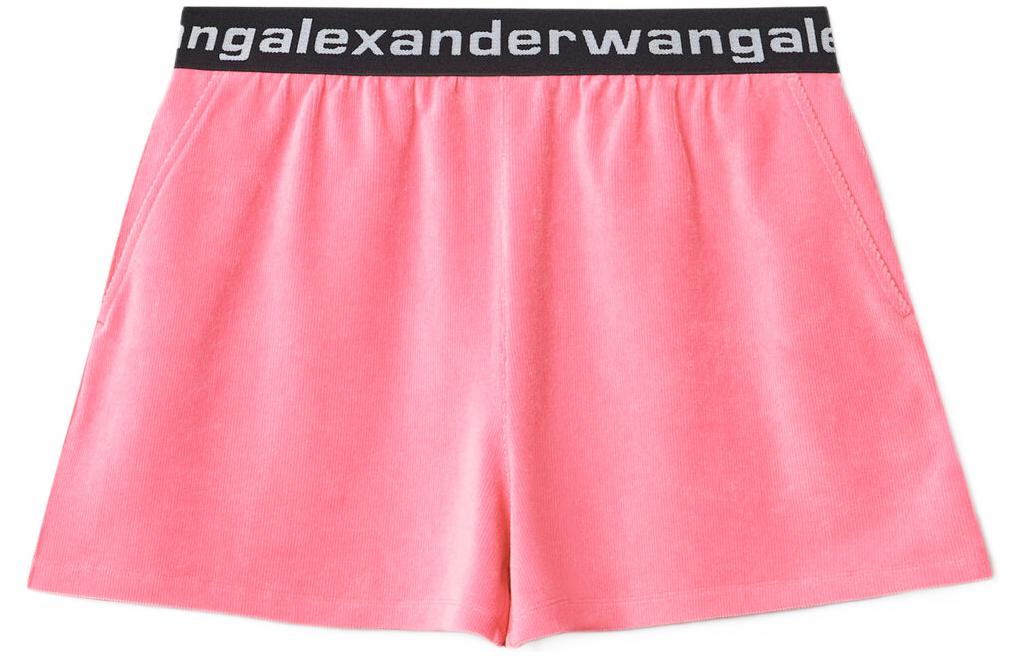 (Women) Alexander Wang SS22 Logo Stretch Corduroy Elastic Shorts Women Pink 4CC1204025-957