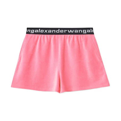 (Women) Alexander Wang SS22 Logo Stretch Corduroy Elastic Shorts Women Pink 4CC1204025-957