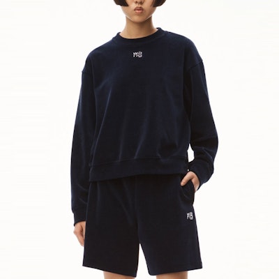 (W) 알렉산더 왕 SS22 네이비 자수 로고 크루넥 스웨트셔츠 여성용 4CC3211265-409 Purchase (W) 알렉산더 왕 SS22 네이비 자수 로고 크루넥 스웨트셔츠 여성용 4CC3211265-409