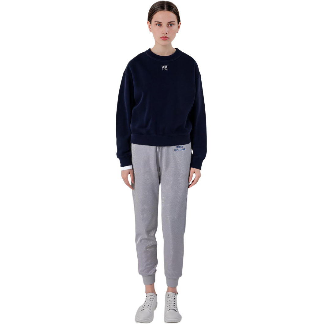 Details for (W) 알렉산더 왕 SS22 네이비 자수 로고 크루넥 스웨트셔츠 여성용 4CC3211265-409