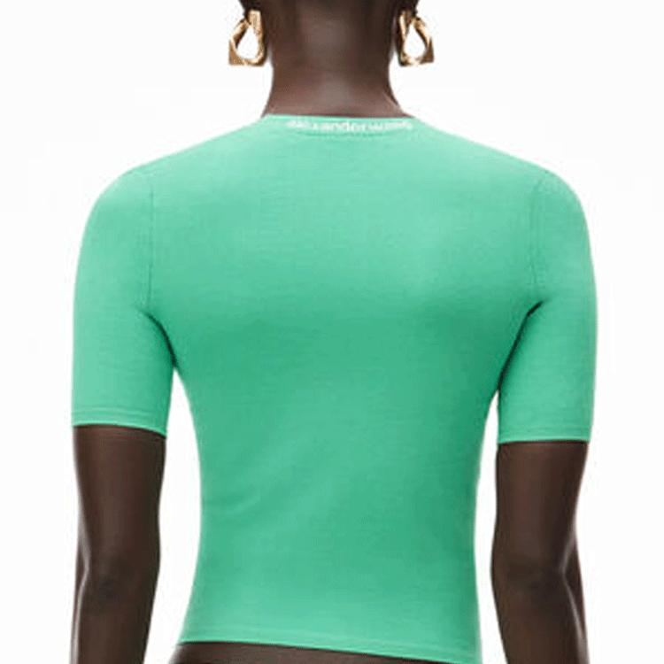 (Women) Alexander Wang SS22 Neon Yellow-Green Logo Knit Short Sleeve T-Shirt 4KC4211057-328 圖 4
