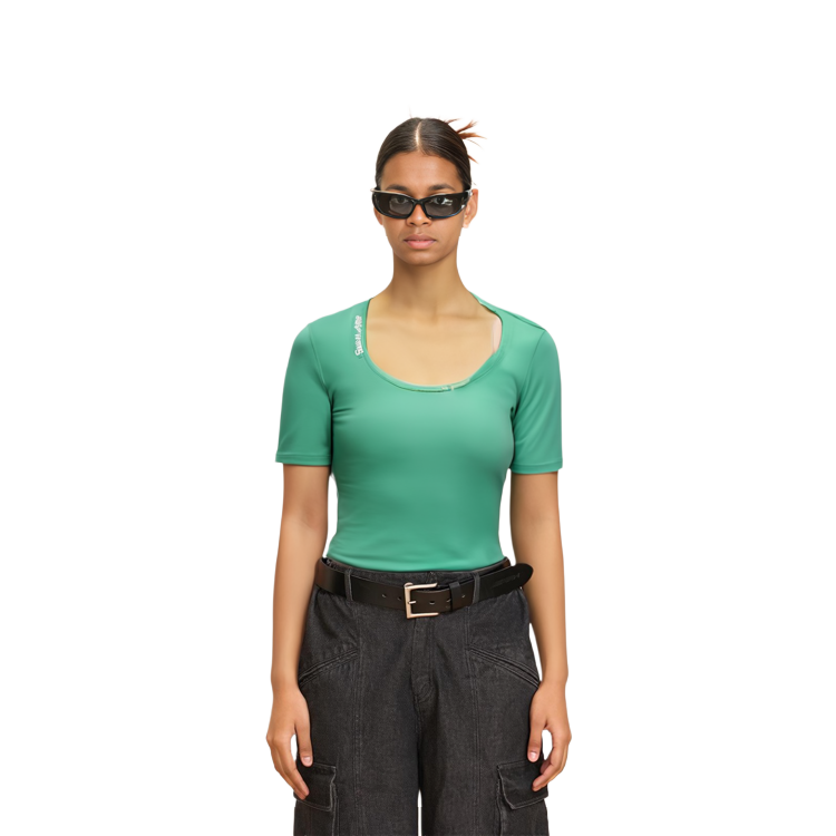 (Women) Alexander Wang SS22 Neon Yellow-Green Logo Knit Short Sleeve T-Shirt 4KC4211057-328 圖 7