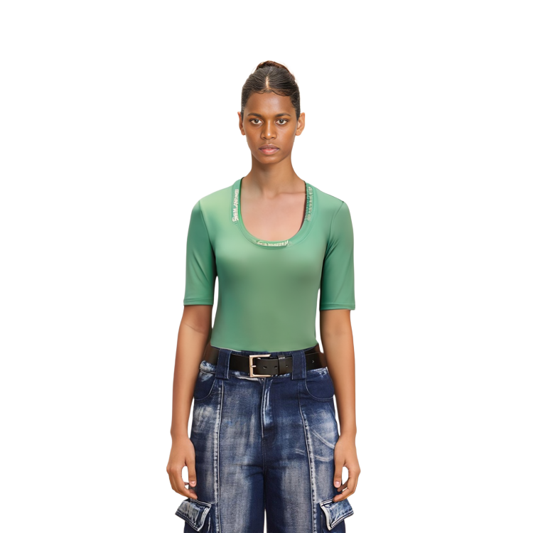 (Women) Alexander Wang SS22 Neon Yellow-Green Logo Knit Short Sleeve T-Shirt 4KC4211057-328 圖 8