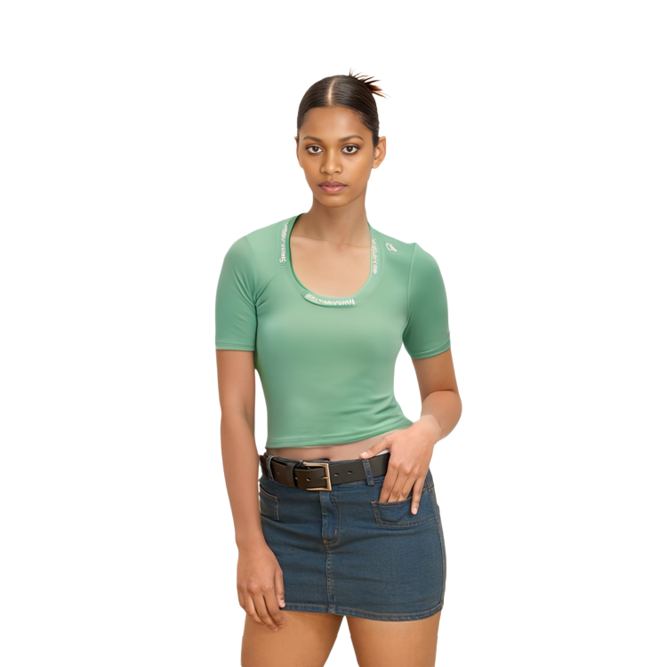 (Women) Alexander Wang SS22 Neon Yellow-Green Logo Knit Short Sleeve T-Shirt 4KC4211057-328 圖 9