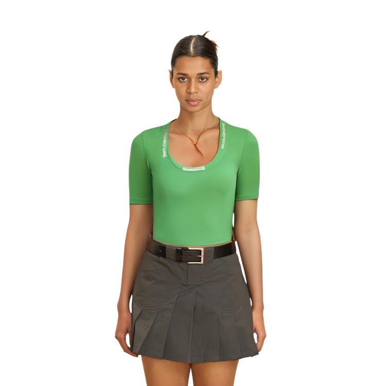 (Women) Alexander Wang SS22 Neon Yellow-Green Logo Knit Short Sleeve T-Shirt 4KC4211057-328 圖 10