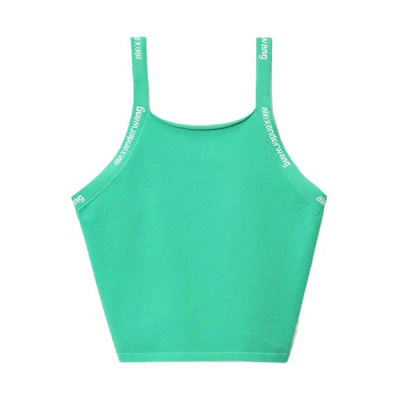 (Women) Alexander Wang SS22 Neon Yellow Green Jacquard Logo Knit Tank Top Women 4KC2221041-328