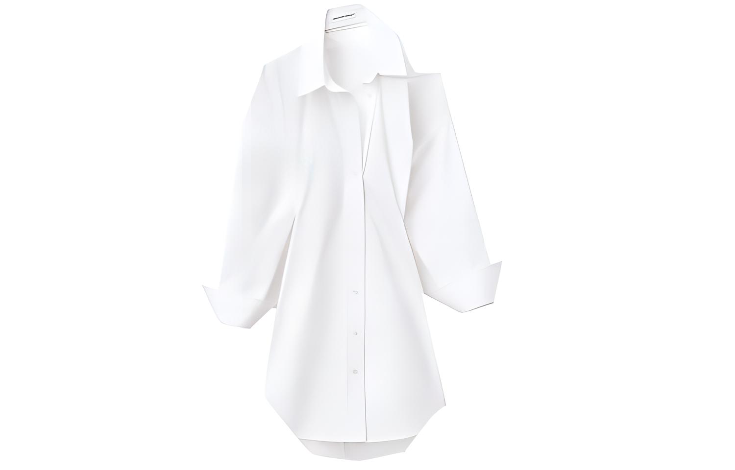 (Women) Alexander Wang SS22 Off-Shoulder Long Sleeve Shirt Dress Women White 4WC1226442-111