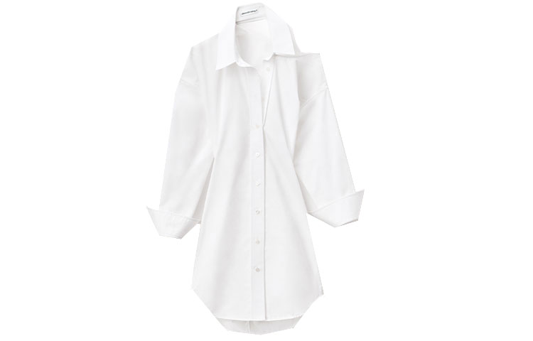 Order (W) 亚历山大王 SS22 女士白色露肩长袖衬衫连衣裙 4WC1226442-111