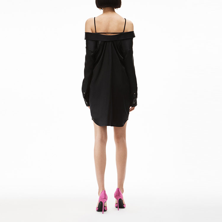 Shop (W) Vestido Negro Largo de Hombros Descubiertos Alexander Wang SS22. 4WC1226155-001