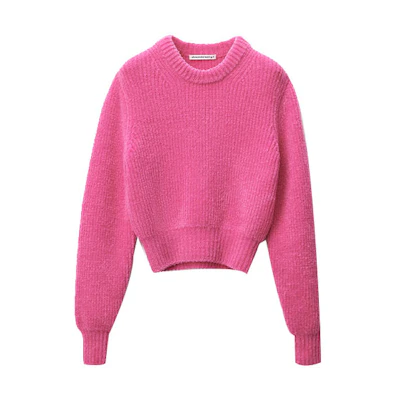 (Women) Alexander Wang SS22 Pink Ribbed Wool Pullover Sweater 4KC1221006-679