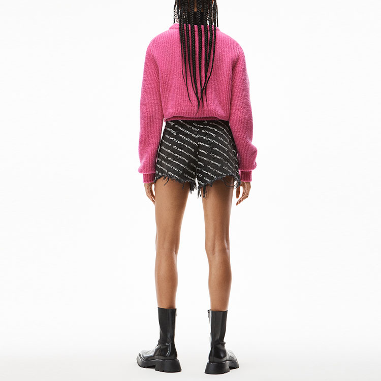 Shop (Women) Alexander Wang SS22 Pink Ribbed Wool Pullover Sweater 4KC1221006-679