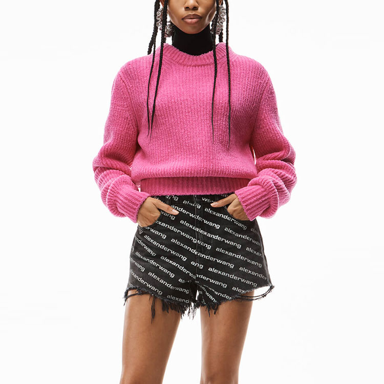 Purchase (Women) Alexander Wang SS22 Pink Ribbed Wool Pullover Sweater 4KC1221006-679