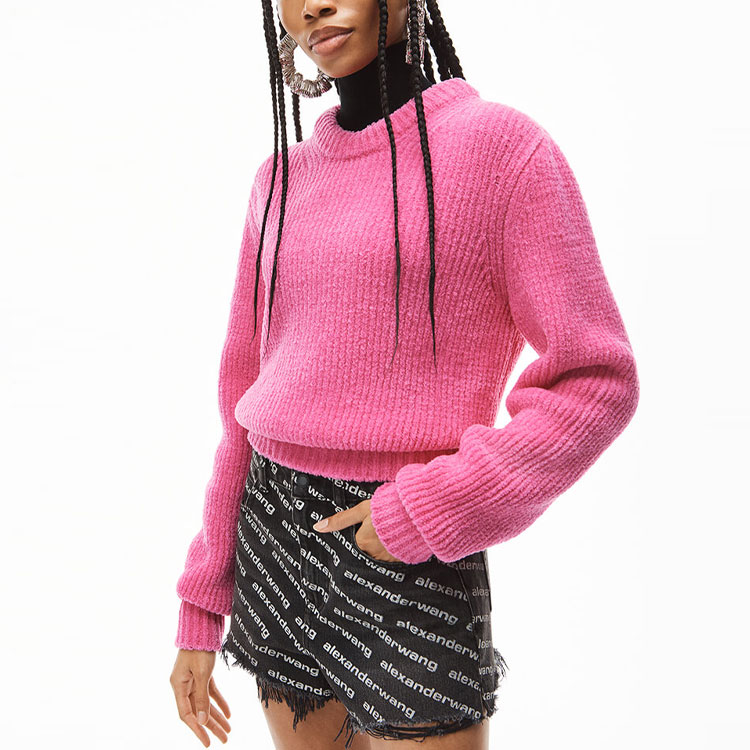 Details for (Women) Alexander Wang SS22 Pink Ribbed Wool Pullover Sweater 4KC1221006-679