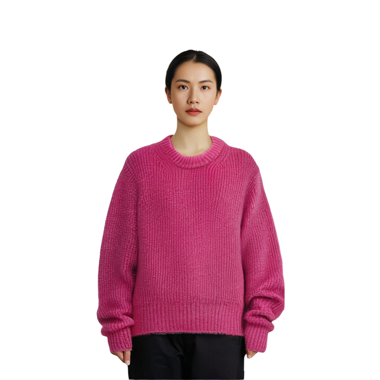 Cheap (Women) Alexander Wang SS22 Pink Ribbed Wool Pullover Sweater 4KC1221006-679