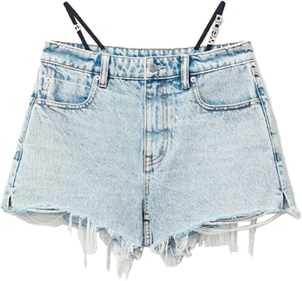 (Women) Alexander Wang SS22 Rhinestone Logo Denim Shorts Bleach White 4DC1224068-270 Order (Women) Alexander Wang SS22 Rhinestone Logo Denim Shorts Bleach White 4DC1224068-270