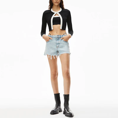 (Women) Alexander Wang SS22 Rhinestone Logo Denim Shorts Bleach White 4DC1224068-270 Shop (Women) Alexander Wang SS22 Rhinestone Logo Denim Shorts Bleach White 4DC1224068-270