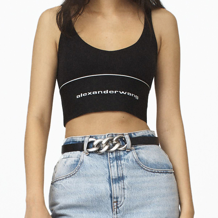 Shop (W) 알렉산더왕 SS22 로고 니트 스포츠 브라 여성 블랙 1CC4218077
