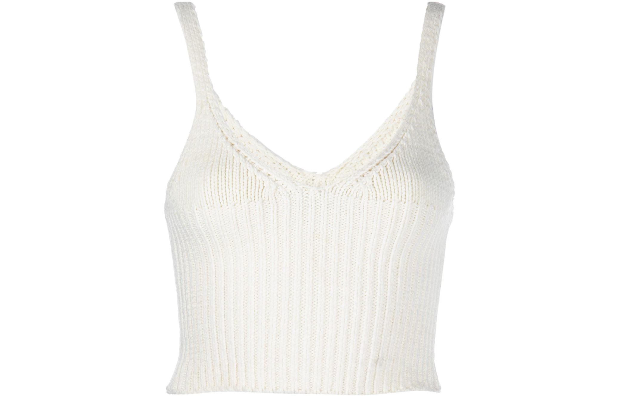 (Women) Alexander Wang SS22 Ribbed Knit Slim Fit Tank Top Women’s Off White. 4KC2221022-104