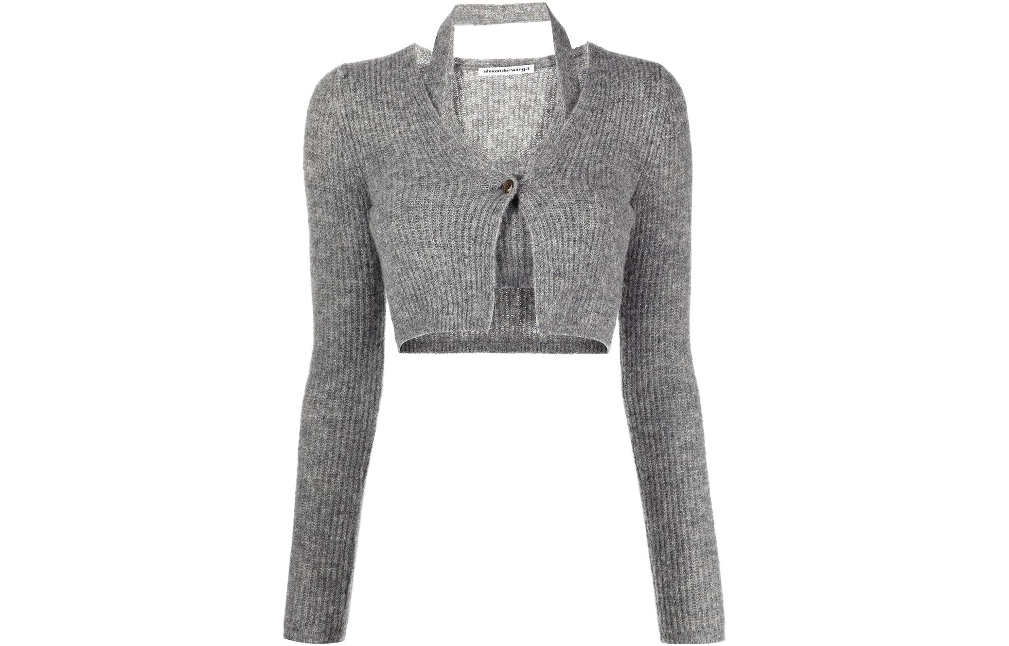 (Women) Alexander Wang SS22 Ribbed Layered Cropped Fit Knit Top Women Grey 4KC3221021-030