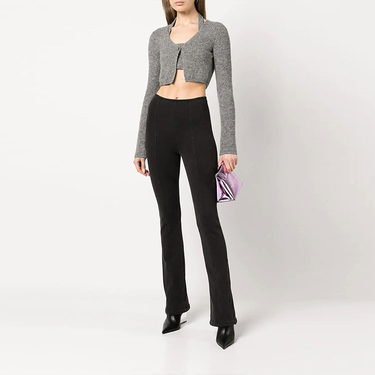 Lookbook (W) Alexander Wang SS22 Knit Top Wanita Abu-Abu Fit Pendek Berlapis Rib. 4KC3221021-030