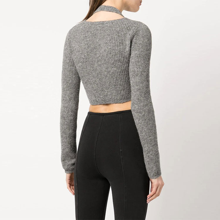 Shop (W) Alexander Wang SS22 Knit Top Wanita Abu-Abu Fit Pendek Berlapis Rib. 4KC3221021-030