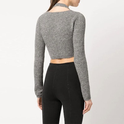 (W) 亚历山大王 SS22 灰色条纹层叠短款针织上衣 女款 4KC3221021-030 Shop (W) 亚历山大王 SS22 灰色条纹层叠短款针织上衣 女款 4KC3221021-030